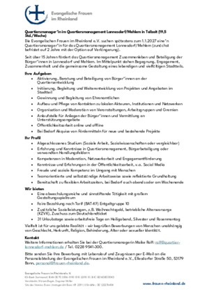 Stellenausschreibung QM 2027